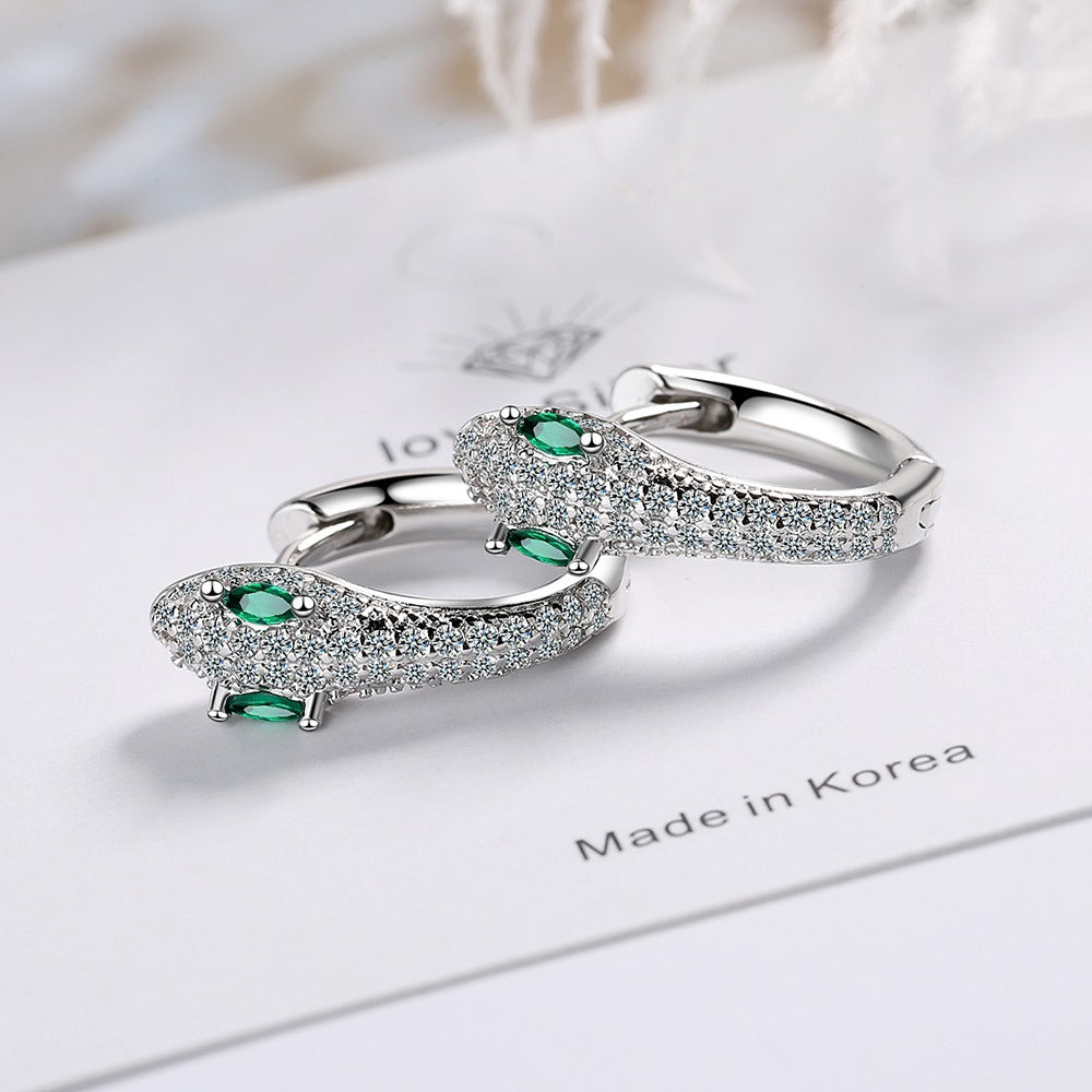Pendientes de latón de la serpiente de diamantes al por mayor